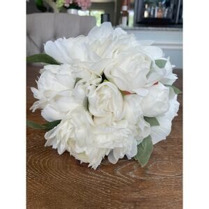 Cream-colored Artificial Peony Bouquet 11"